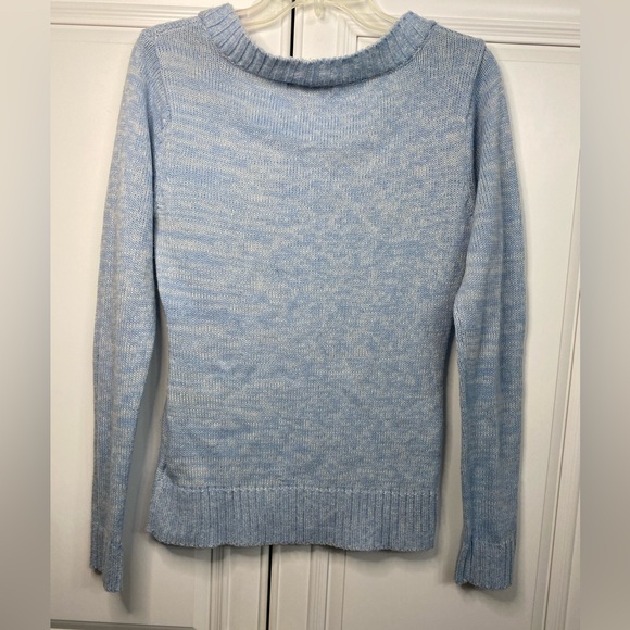 Beecher’s Brook Women’s Size Large Soft Blue Crew Neck Sweater Cable Knit Design - Picture 4 of 7